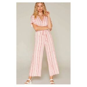 Sadie & Sage Striped Pink and White Jumpsuit
